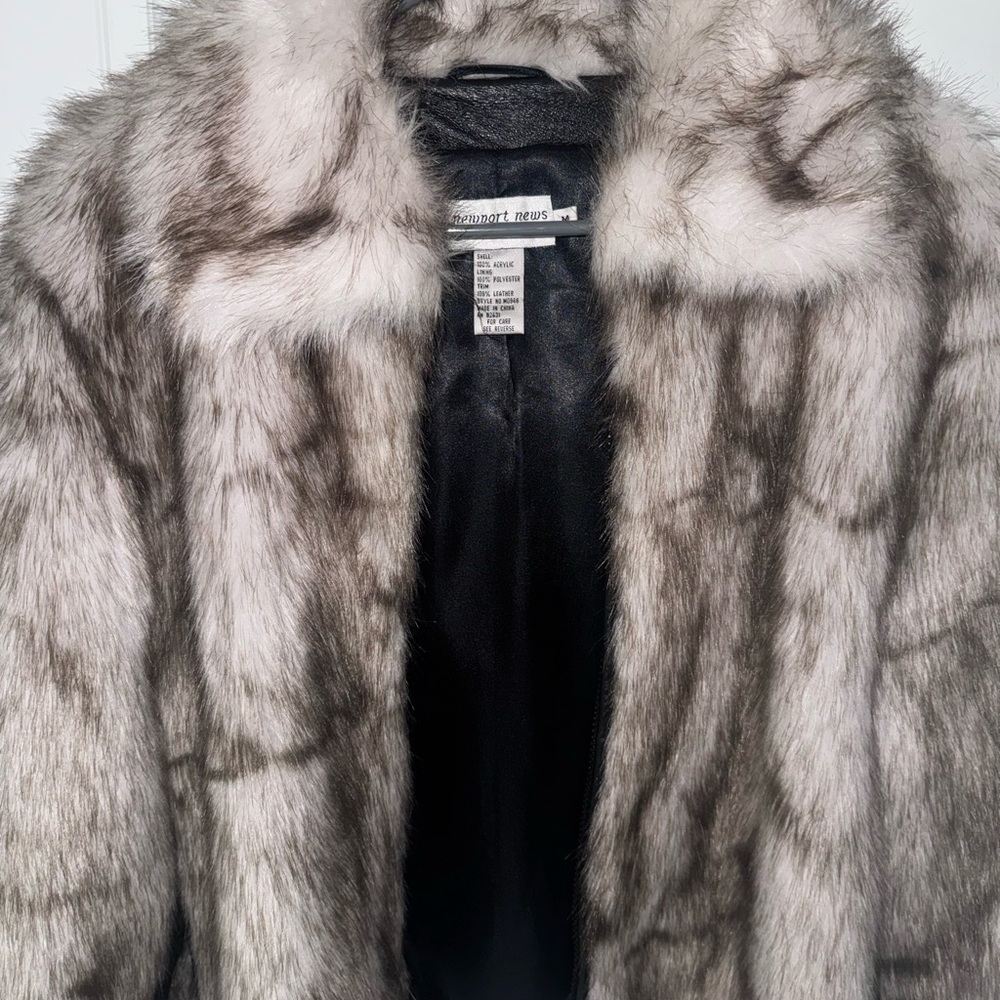 Newport News Faux Fur Teddy Jacket in Gray and Black